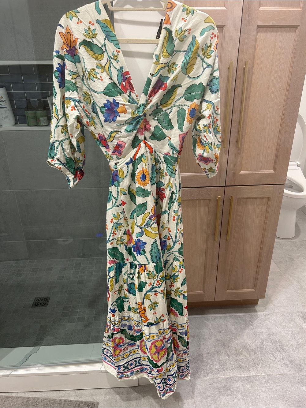 Zara Floral Printed Linen Blend Dress